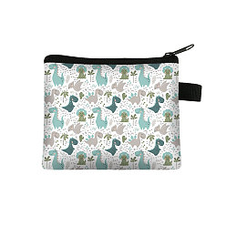 Turquoise Dinosaur Pattern Polyester Wallets with Zipper, Change Purse, Clutch Bag for Women, Turquoise, 13.5x11cm