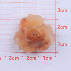 Chocolate Opaque Resin Cabochons, Frosted, Flower, Chocolate, 24mm