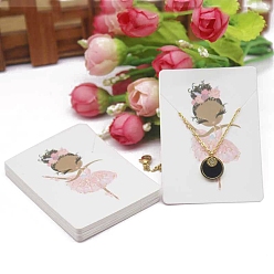 Pink 100Pcs Ballet Dancer Paper Jewelry Display Cards for Necklaces Storage, Rectangle, Pink, 7x5cm