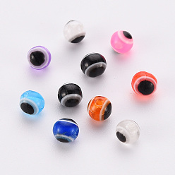 Color mezclado Perlas de resina de mal de ojo, rondo, color mezclado, 4 mm, agujero: 1 mm