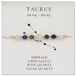 Taurus Natural Gemstone Constellation Beaded Bracelets, Taurus, Colorful, 11 inch(28cm)