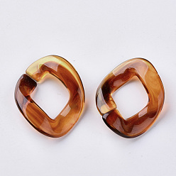 Chocolate Two Tone Acrylic Linking Rings, For Curb Chains Making, Imitation Gemstone, Twist, Chocolate, 40~41x33x11mm, Inner Diameter: 25x16~17mm, about 140pcs/500g