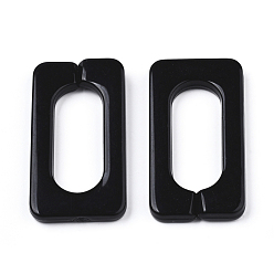 Black Opaque Acrylic Linking Rings, Quick Link Connectors, for Cross Chains Making, Rectangle, Black, 43.5x23x4.5mm, Inner Diameter: 30x12mm, about 147pcs/500g
