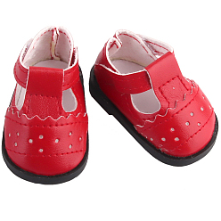 Red Imitation Leather Doll Shoes, for 18 "American Girl Dolls BJD Accessories, Red, 55x33x28mm