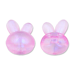Pearl Pink Transparent Acrylic Beads, with Glitter Powder, Rabbit, Pearl Pink, 23.5x17x14mm, Hole: 3.5mm, about 224pcs/500g