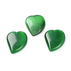 Green Cat Eye Pendants, Heart Charms, Green, 43x34x8mm, Hole: 1.4mm