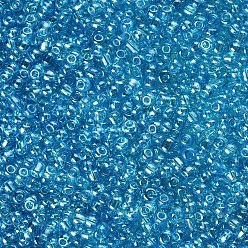 Bleu Clair Perles de rocaille en verre, trans. couleurs lustered, ronde, bleu clair, 2mm, trou: 1 mm, 30000 pcs / livre