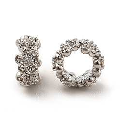 Платина Реечное покрытие латунь микро паве кубический цирконий цветочные бусины, долговечный, без кадмия и без свинца, цветка сливы, платина, 8x4 мм, отверстие : 4.4 мм