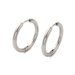 Stainless Steel Color 304 Stainless Steel Hoop Earrings, Manual Polishing Huggie Earrings, Stainless Steel Color, 12 Gauge, 18x2mm, Pin: 0.8mm(±0.1mm), Inner Diameter: 14mm