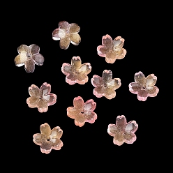 Оранжевый Окрашенные и нагретые стеклянные колпачки для бусин, 5-лепестков цветка, оранжевые, 10.5x11x4.7 мм, отверстие : 1 мм