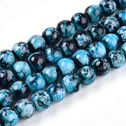 Светло-Голубой Выпечка окрашенные стеклянные бусины, круглые, Небесно-голубой, 7.5~8 мм, отверстие : 1.2 мм
