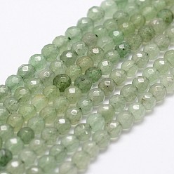 Green Aventurine Natural Green Aventurine Beads Strands, Faceted, Round, 4mm, Hole: 1mm, about 96pcs/strand, 14.9 inch~15.1 inch