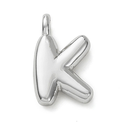 Letter K Латунные подвески, долговечный, стойки покрытие, без кадмия и без свинца, платина, Письмо K, 15.5x9.5x4.5 мм, отверстие : 2.5 мм