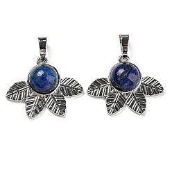 Ляпис-Лазурь Подвески с натуральным лазуритом, окрашенные, с реечной обшивкой латунными выводами, без кадмия и без свинца, лист, 22x27x7 мм, отверстие : 8x5 мм