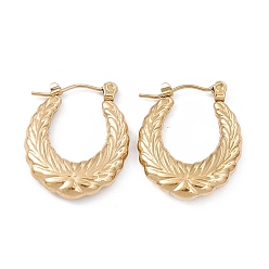 Golden 304 Stainless Steel Wheat Ring Thick Hoop Earrings for Women, Golden, 23.5x19x3.7mm, Pin: 0.7mm
