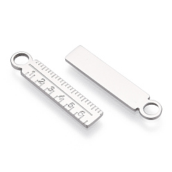 Stainless Steel Color 304 Stainless Steel Pendants, Manual Polishing, Ruler Charm, Stainless Steel Color, 23.5x4.5x1mm, Hole: 2.5mm