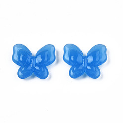 Royal Blue Luminous Acrylic Beads, Glow in the Dark, Butterfly, Royal Blue, 17.5x21x6mm, Hole: 1.8mm, about 415pcs/500g