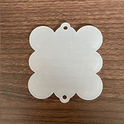 Blanc Charmes de connecteur acrylique, ébauches acryliques pour l'artisanat, carré avec eage ondulé, blanc, 2mm, environ 5 pcs / sachet 