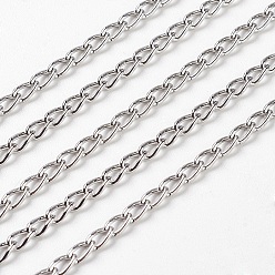 Platinum Iron Twisted Chains Curb Chains, Unwelded, Platinum Color, with Spool, Link: 3x5mm, 0.8mm thick, about 328.08 Feet(100m)/roll