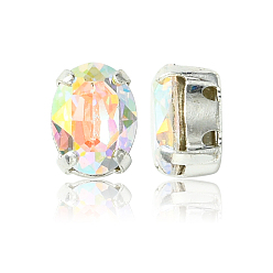 00030 200 Crystal AB Пришивные чашки preciosa® maxima crystal, многожильных ссылки, чешский хрусталь, с настройками латуни, 719 36 406 овальный, серебряные, 00030 200 кристалл аб, 8x6 мм