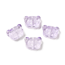 Lilac Spray Painted Transparent Glass Beads, Bear, Lilac, 10x14.5x5mm, Hole: 1.2mm
