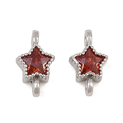 Platino Conectores de ladrillo refractario pavé de latón con circonitas cúbicas, enlaces estrella, chapado en rack, larga duración plateado, Platino, 9.5x5x3 mm, agujero: 1.2 mm