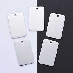 Stainless Steel Color 304 Stainless Steel Pendants, Manual Polishing, Blank Stamping Tags, Rectangle, Stainless Steel Color, 40x25x1.8mm, Hole: 3mm