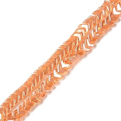 Dark Orange Electroplate Transparent Glass Beads Strands, Pearl Luster Plated, Arrow, Dark Orange, 5x6x3.5mm, Hole: 0.8mm, about 190pcs/strand, 26.38 inch(67cm)