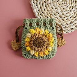 Темный Морско-зеленый Вязание кошелька, сумка с цветком, темно-зеленый, 12x12 см