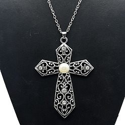 Cross Модные ожерелья Сплав, с имитацией жемчуга, крестик