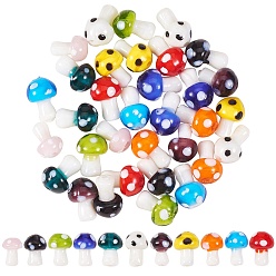 Mixed Color 55Pcs 11 Style Mushroom Handmade Lampwork Beads, Mixed Color, 5pcs/style