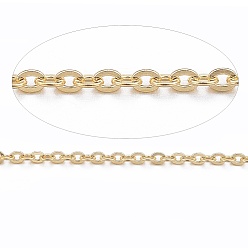 Golden Ion Plating(IP) 304 Stainless Steel Cable Chains, for DIY Jewelry Making, Soldered, with Spool, Flat Oval, Golden, 1.5x1.3x0.3mm, about 32.8 Feet(10m)/roll