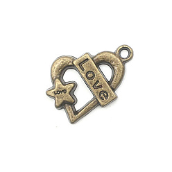Звезда Подвески из сплава в тибетском стиле с тематикой сердца, античная бронза, звезда, 25x17 мм