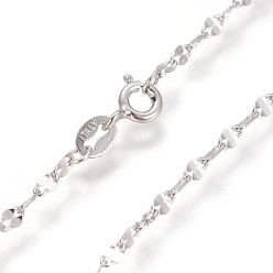 Platinum Rhodium Plated 925 Sterling Silver Link Chain Necklaces, with Spring Ring Clasps, Platinum, 17.7 inch(45cm)