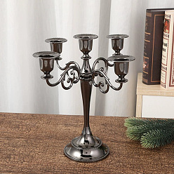 Electrophoresis Black Alloy Candle Holder, with 5-Candle Cup Candelabra, Candlestick Holder for Wedding Party Home Decoration, Electrophoresis Black, 245x260mm