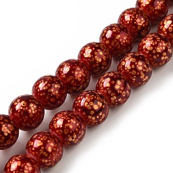 Dark Red Baking Painted Glass Bead Strands, Round, Dark Red, 10x9.5mm, Hole: 1.5mm, about 38pcs/strand, 14.17''(36cm)
