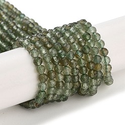 Апатит Естественный зеленый апатит бисер нити, граненые, круглые, класс А, 4~4.5 мм, отверстие : 0.7 мм, около 97~101 шт / нитка, 15.31~15.51 дюйм (38.9~39.4 см)