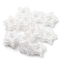 White Acrylic Beads, Bead in Bead, Star, White, 21.5x22x6mm, Hole: 3mm, about 280pcs/500g