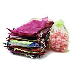 (52) Непрозрачная лаванда Сумочки из органзы , простой стиль, со шнурком, прямоугольные, разноцветные, 15x10 см