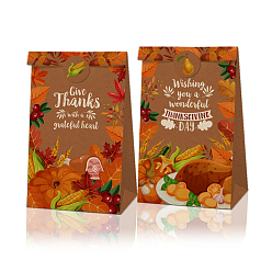 Sienna Thanksgiving Day Rectangle Paper Candy Gift Bags, Gift Packaging, with Round Dot Stickers, Sienna, 18x8x22cm