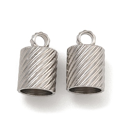 Нержавеющая Сталь Цвет Устойчивы к потускнению 304 наконечники шнура из нержавеющей стали, колонка, цвет нержавеющей стали, 10x6 мм, отверстие : 2 мм, внутренний диаметр: 5 мм