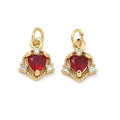 (123L) Белый крем непрозрачный блеск Латунные микро проложить кубического циркония подвески, сердце прелести, без свинца и без кадмия, стойки покрытие, долговечный, реальный 18 k позолоченный, огнеупорный кирпич, 10x8x3 мм, Перейти кольцо: 4x0.8 мм, 2.5 мм внутренним диаметром