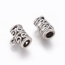 Antique Silver Tibetan Style Alloy Tube Bails, Loop Bails, Antique Silver, 9.5x11x6mm, Hole: 1.5mm, Inner Diameter: 4mm