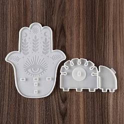 White DIY Silicone Candle Molds, For Candle Making, Hamsa Hand, White, 98~226x165~179x7~9mm, 2pcs/set