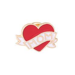 Heart Valentine's Day Theme Alloy Brooches, Enamel Lapel Pin, for Backpack Clothes, Light Gold, Heart Pattern, 14x20mm