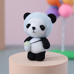 Bag Panda Pendant Decoration DIY Needle Felting Beginner Kits, including Wool, Felting Needle, Foam Board, Instruction, Bag, 50mm