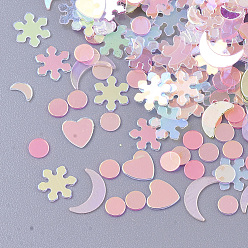 Flamingo Ornament Accessories, PVC Plastic Paillette/Sequins Beads, Snowflake & Heart & Moon & Flat Round, Flamingo, 3~6x3~5x0.4mm