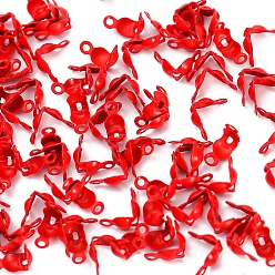 Red Iron Bead Tips, Calotte Ends, Clamshell Knot Cover, Red, 8x4mm