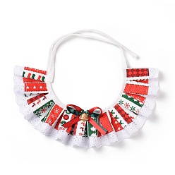 Colorful Cloth Pet's Christmas Lace Bandanas, Xmas Dog Cat Collar Bibs, with Resin Bells, Colorful, 865~880x11.5~11.7mm