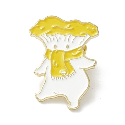 Yellow Mushroom Enamel Pin, Cartoon Alloy Brooch for Backpack Clothes, Light Gold, Yellow, 28x23x2mm